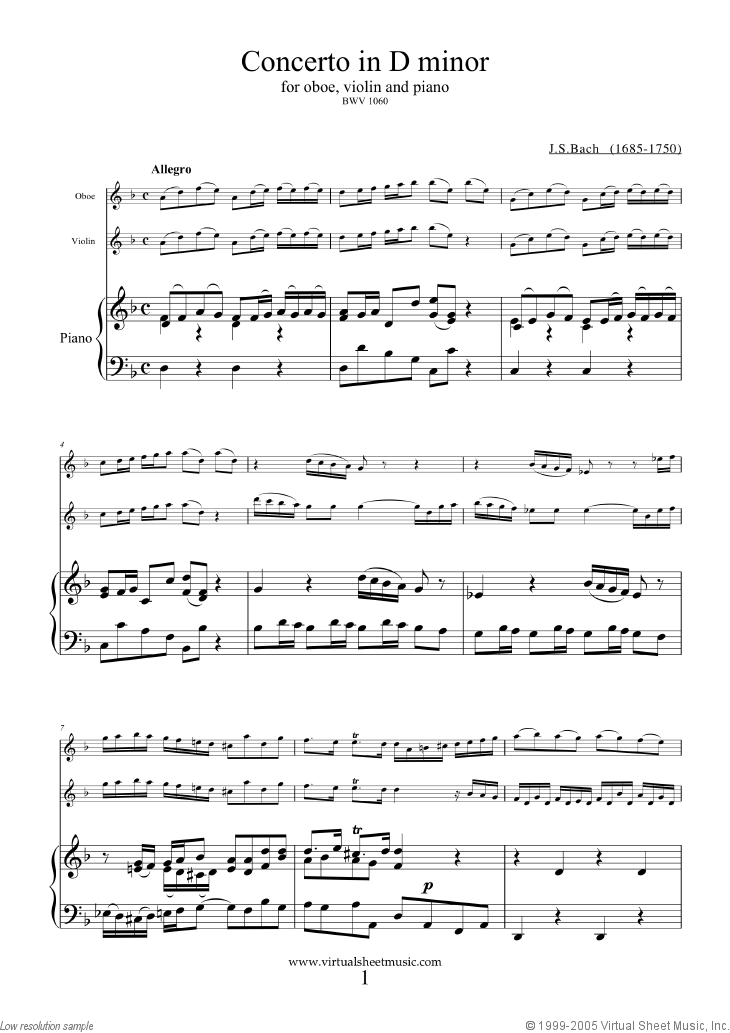 bach violin sheet music